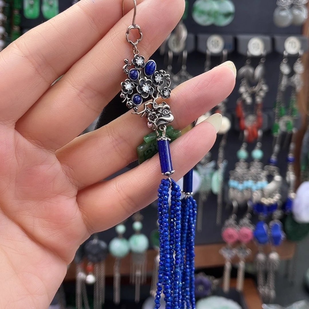 ****夏青金石银S925镶嵌耳饰365ghhhh