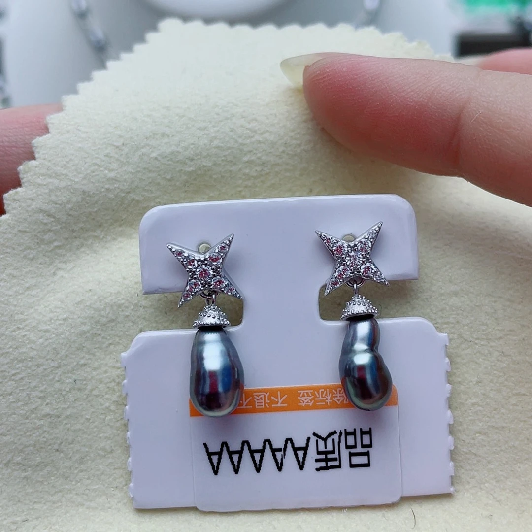 海水珍珠耳饰银S925镶嵌w51