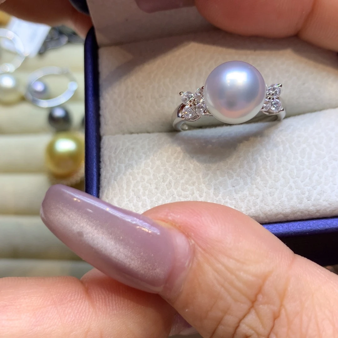 银S925镶嵌戒指海水珍珠