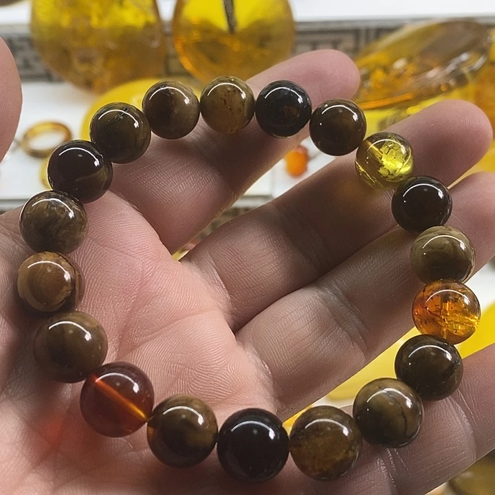 琥珀裸石未镶嵌手串