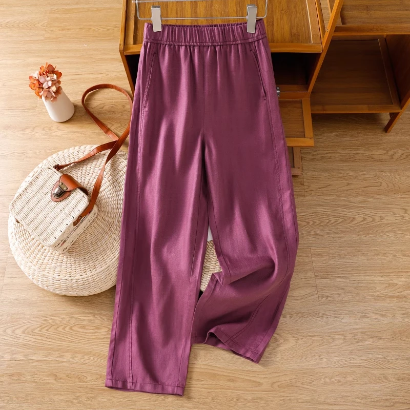 拉夏贝尔阔腿裤女夏季薄款2025新款慵懒风防晒裤弯刀裤九分直筒裤