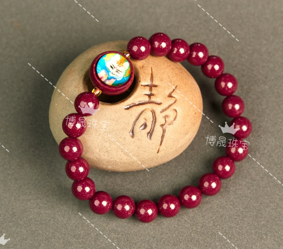 含辰砂工艺品保真高含量紫金砂狐狐手链8mm