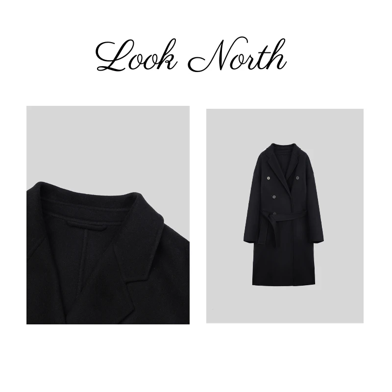 Look North【可可西里】秋季新款宽松休闲中长款毛呢大衣外套890