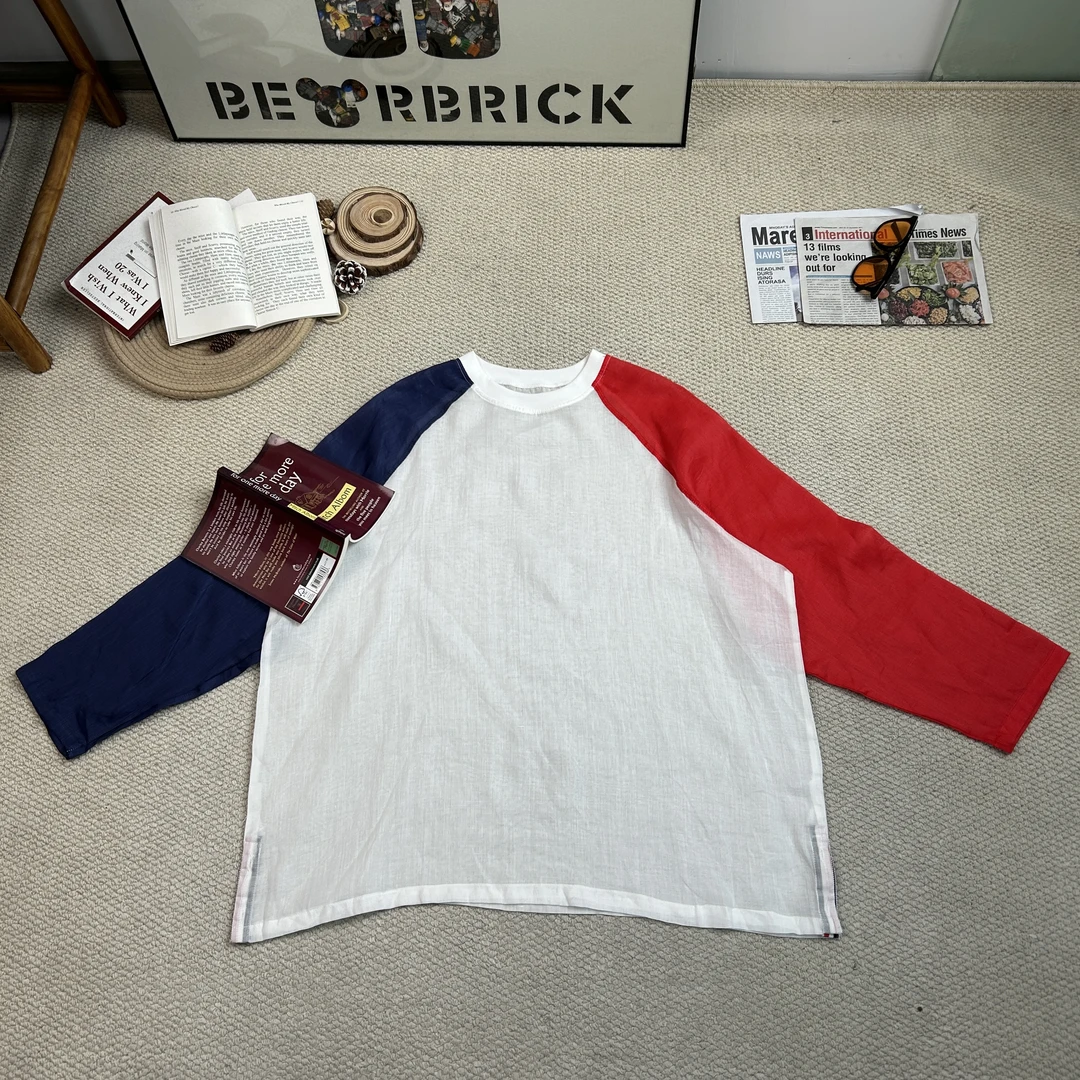 2025春季新款休闲纯色拼色长袖T恤打底0555