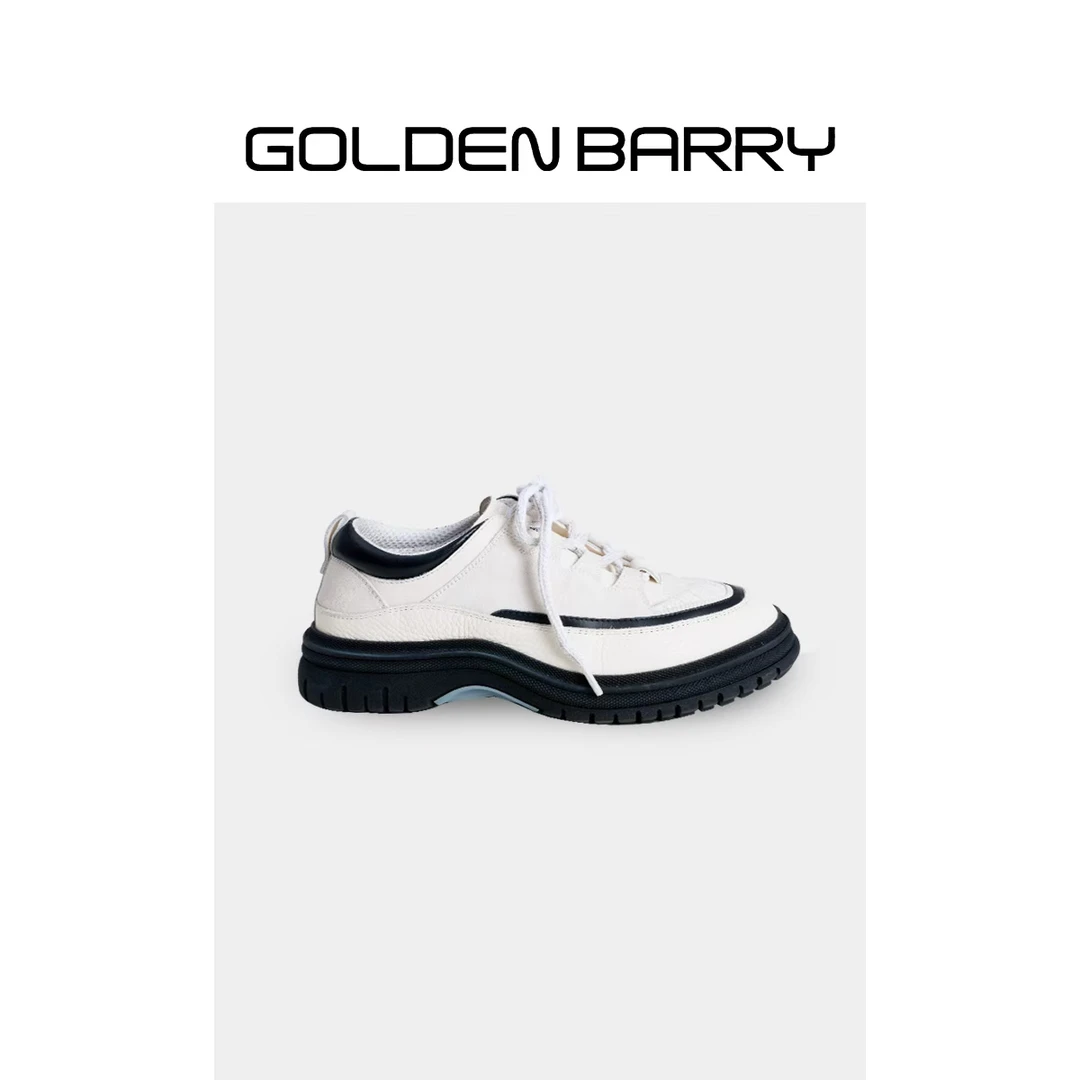 GOLDENBARRY|642034拼色菱格纹小香风休闲运动鞋
