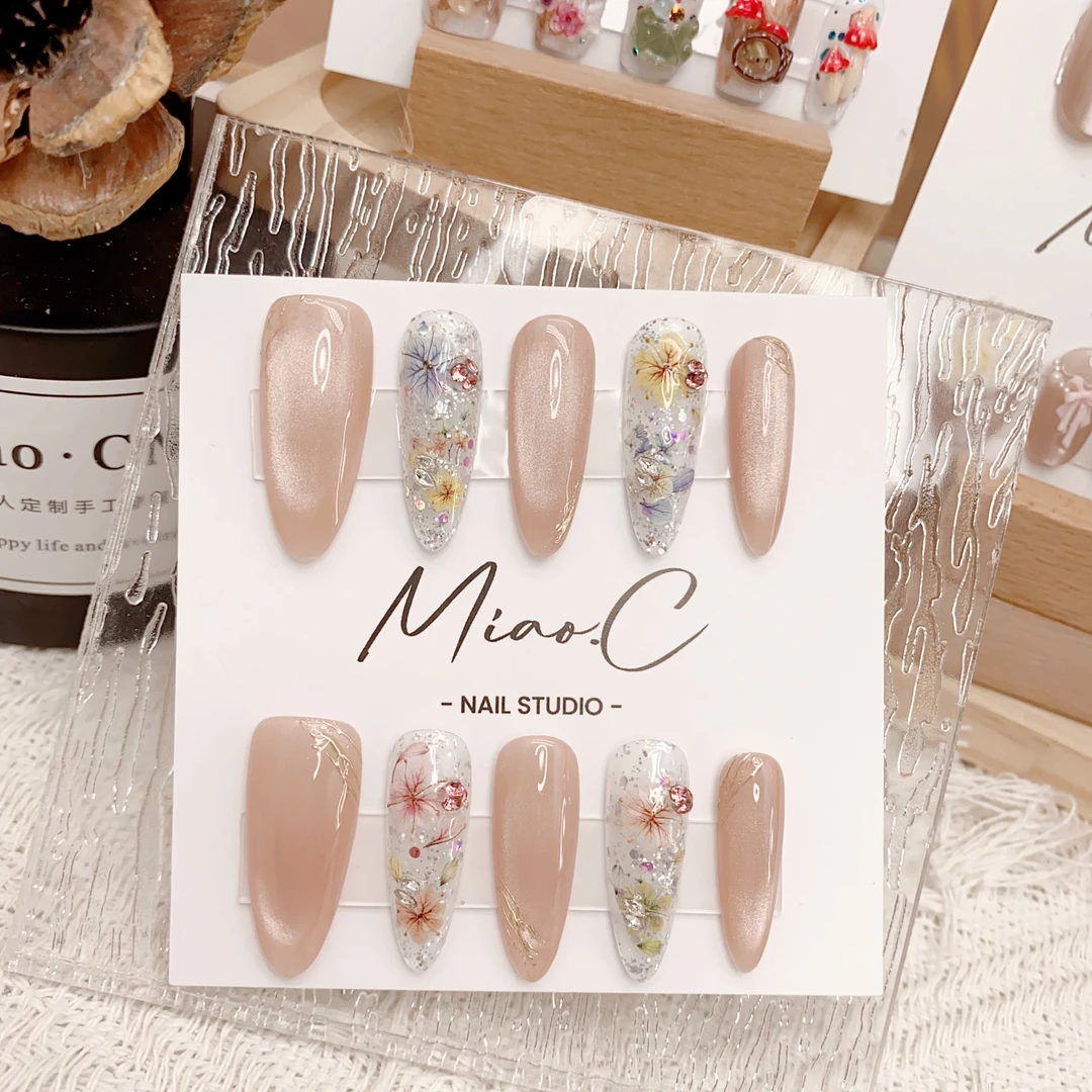 【花期】Miao.C指尖艺术 高品质夏日显白猫眼干花纯手工定制穿戴甲