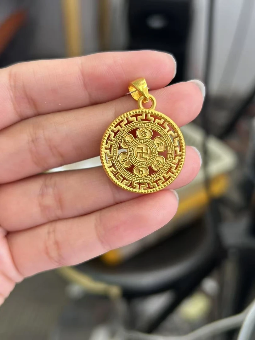 足金999  六言莲花罗盘 4.03