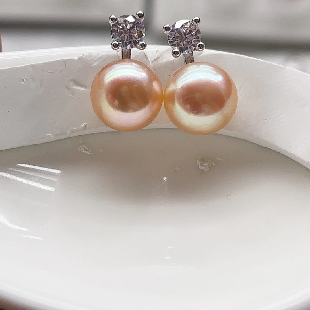 淡水珍珠耳饰银S925镶嵌