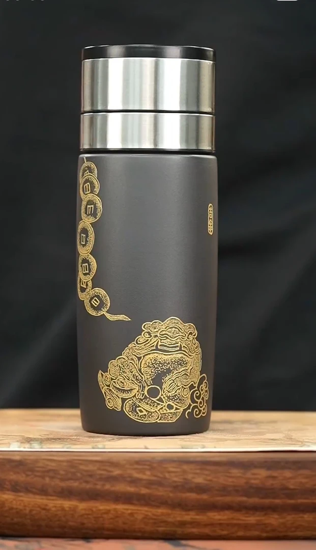 紫砂 玄铁石黄 金蟾 随身杯车载旅行杯