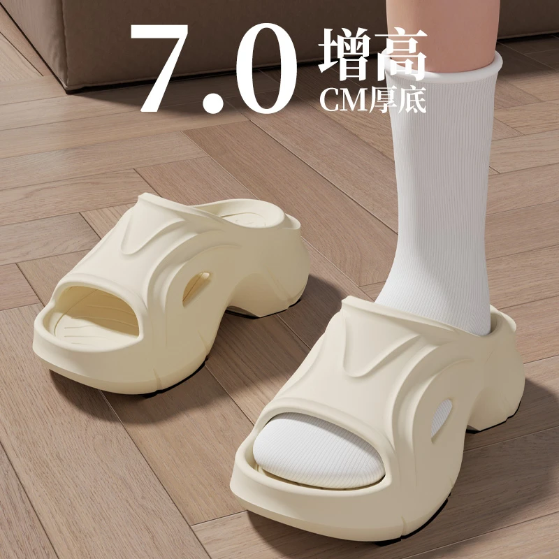 足康乐2025新款夏季海边拖鞋女款外穿厚底增高沙滩防滑时尚凉拖鞋