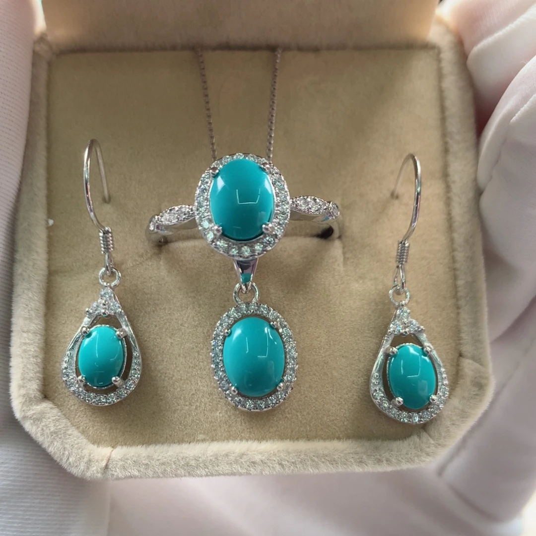 绿松石银S925镶嵌珠宝奇石