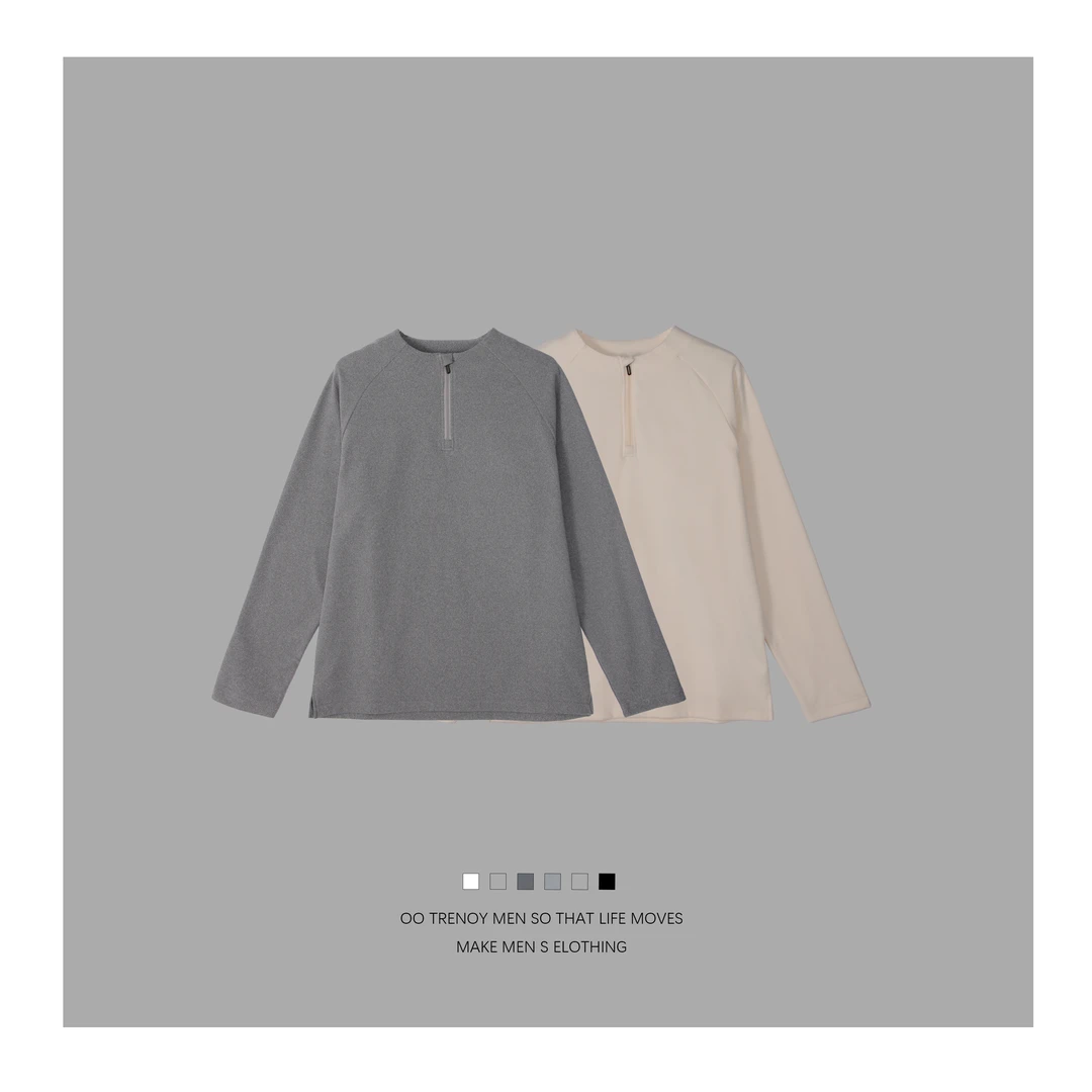 秋冬新款半拉链亨利领打底上衣情侣款-Lulu