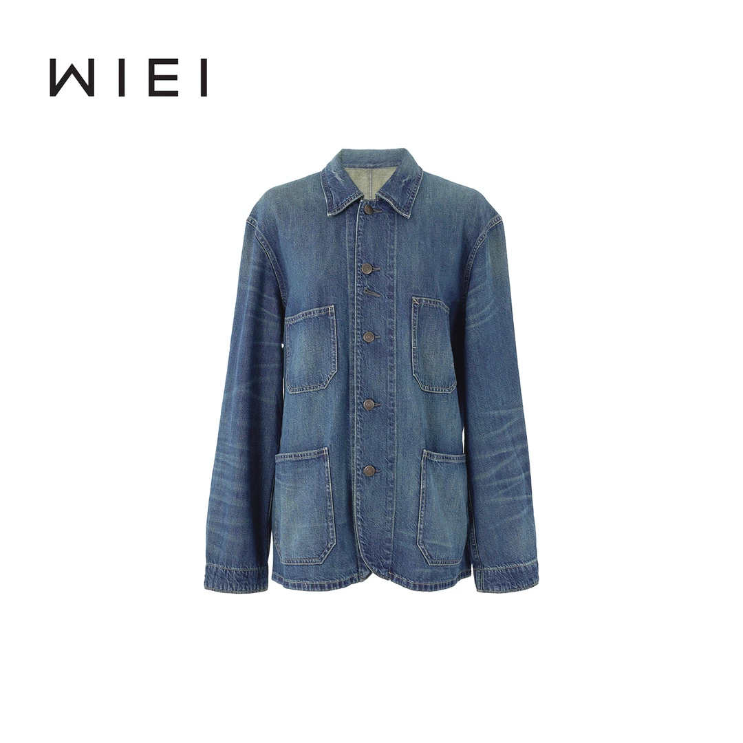 《WI EI》美式VTG宽松复古亚麻棉水洗做旧工装牛仔外套W25203026