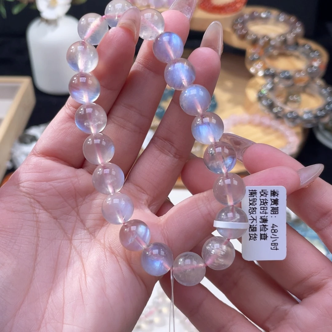 长石手串未镶嵌藕粉月光