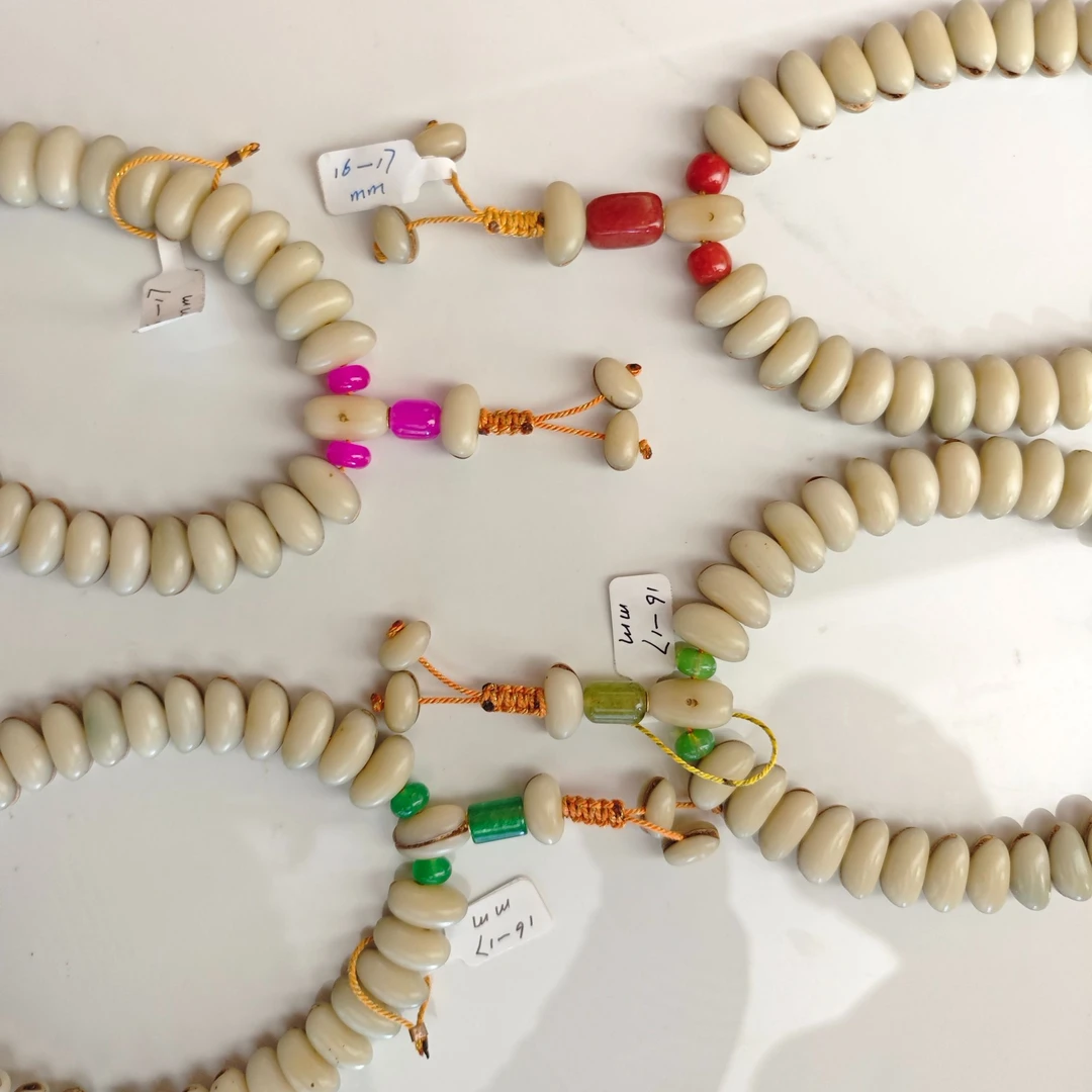 非金属木质手链 33粒16-17mm白色椰枣核大籽回族念珠