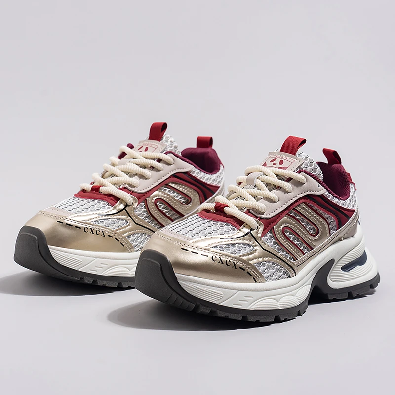 【CH】厚底网面老爹鞋透气设计感增高鞋子女时尚百搭休闲鞋Y76