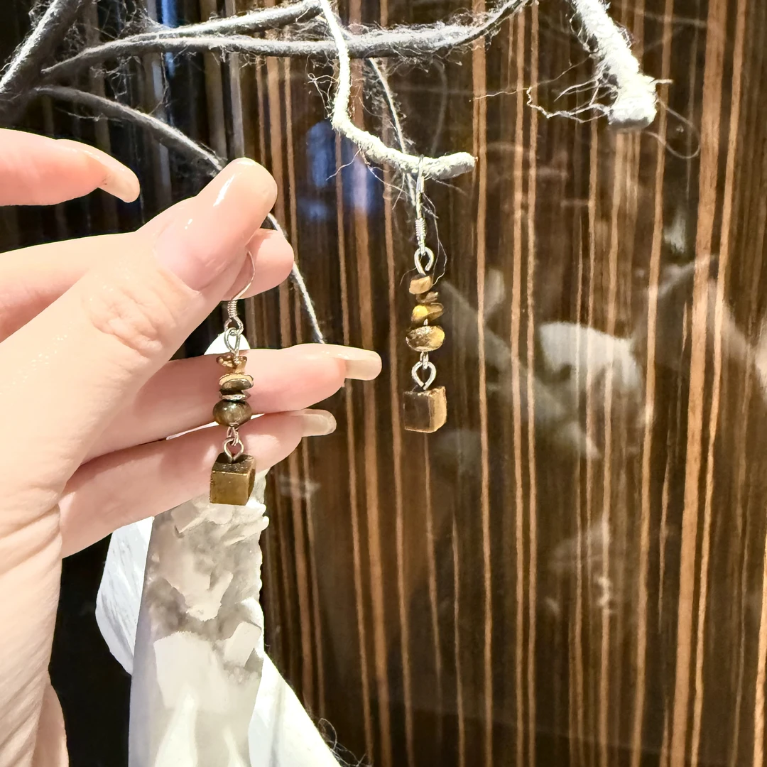 合金耳饰 Gabby 国风新中式复古美拉德虎眼石耳环L1298