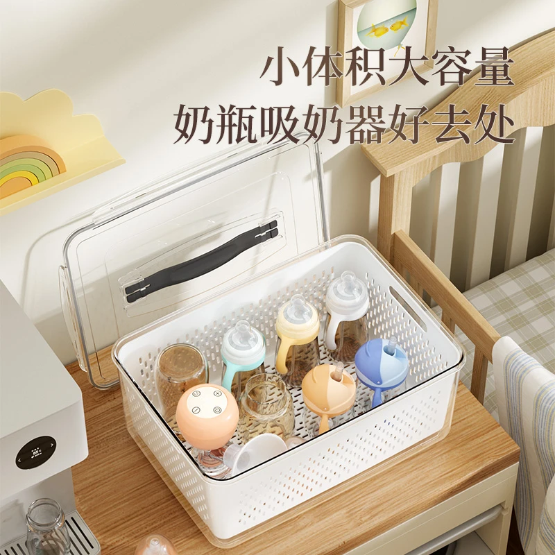 吸奶器奶瓶收纳盒外出便携奶瓶奶嘴沥水篮辅食喂养台存储盒收纳箱