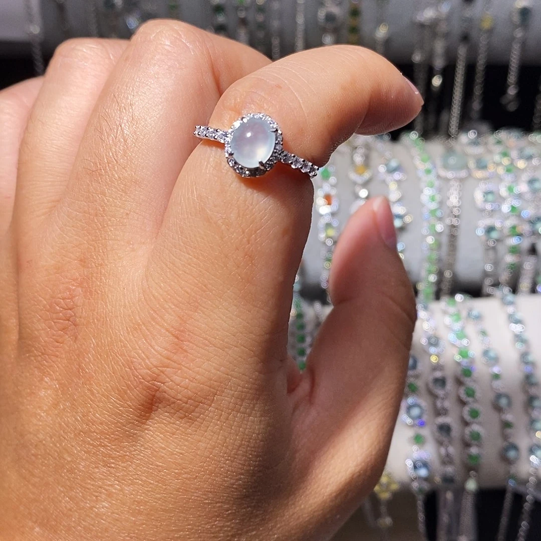 翡翠银S925镶嵌戒指hjj