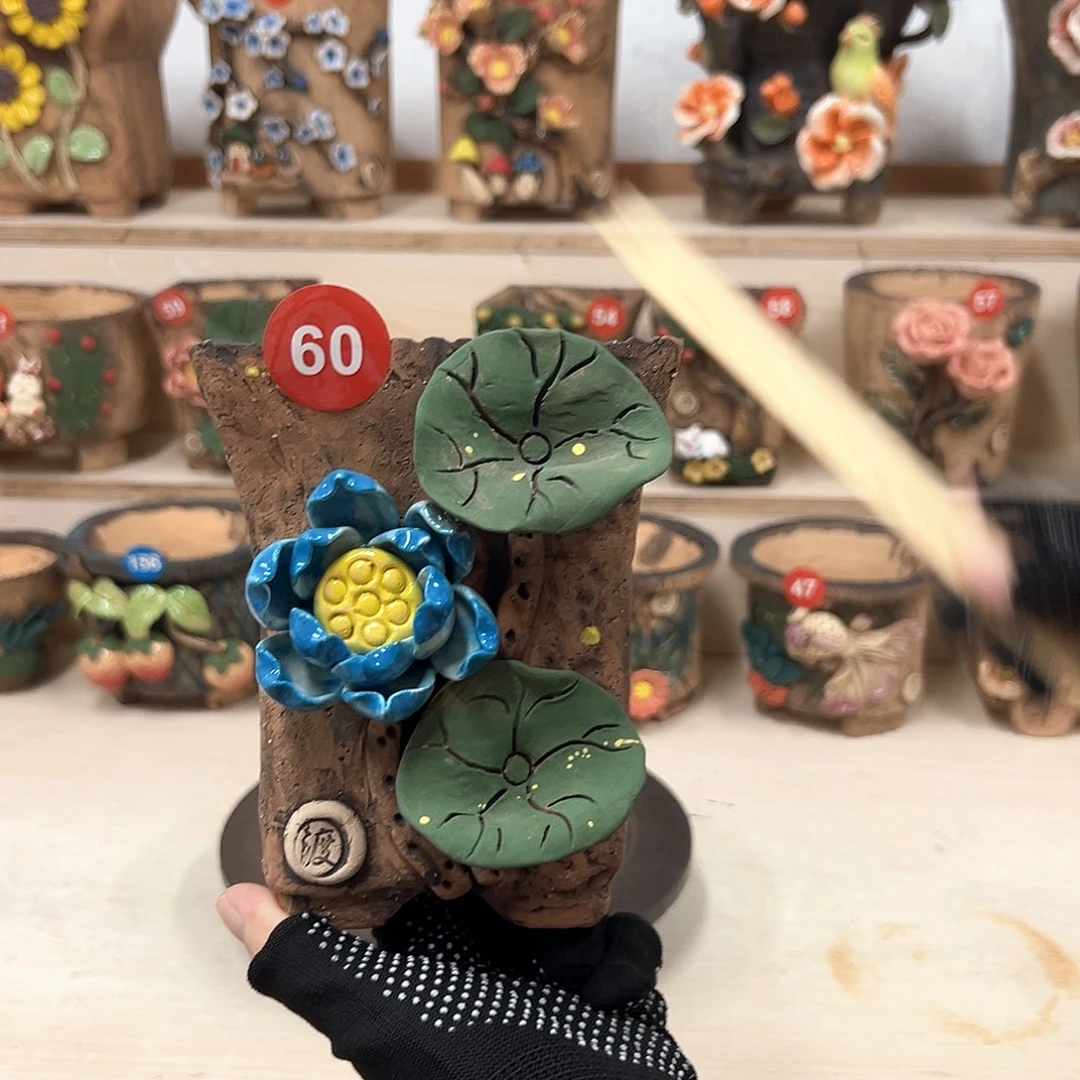紫砂花盆60号内口10，外高15