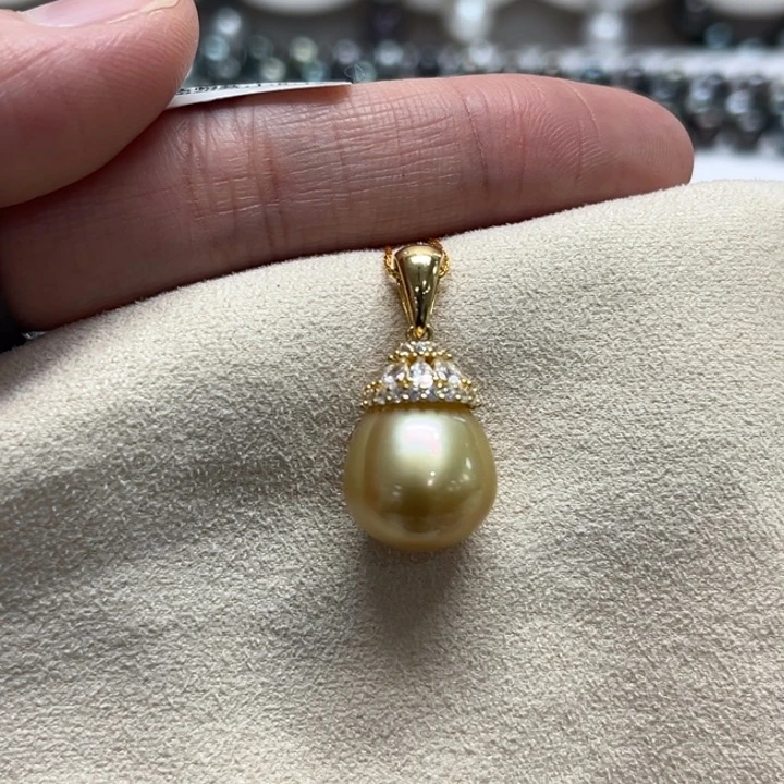 银S925镶嵌吊坠(不含链)海水珍珠12-13m 10号
