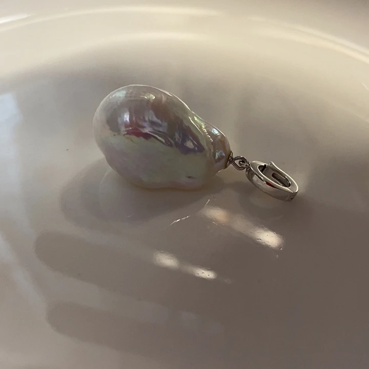 银S925镶嵌淡水珍珠吊坠(不含链)