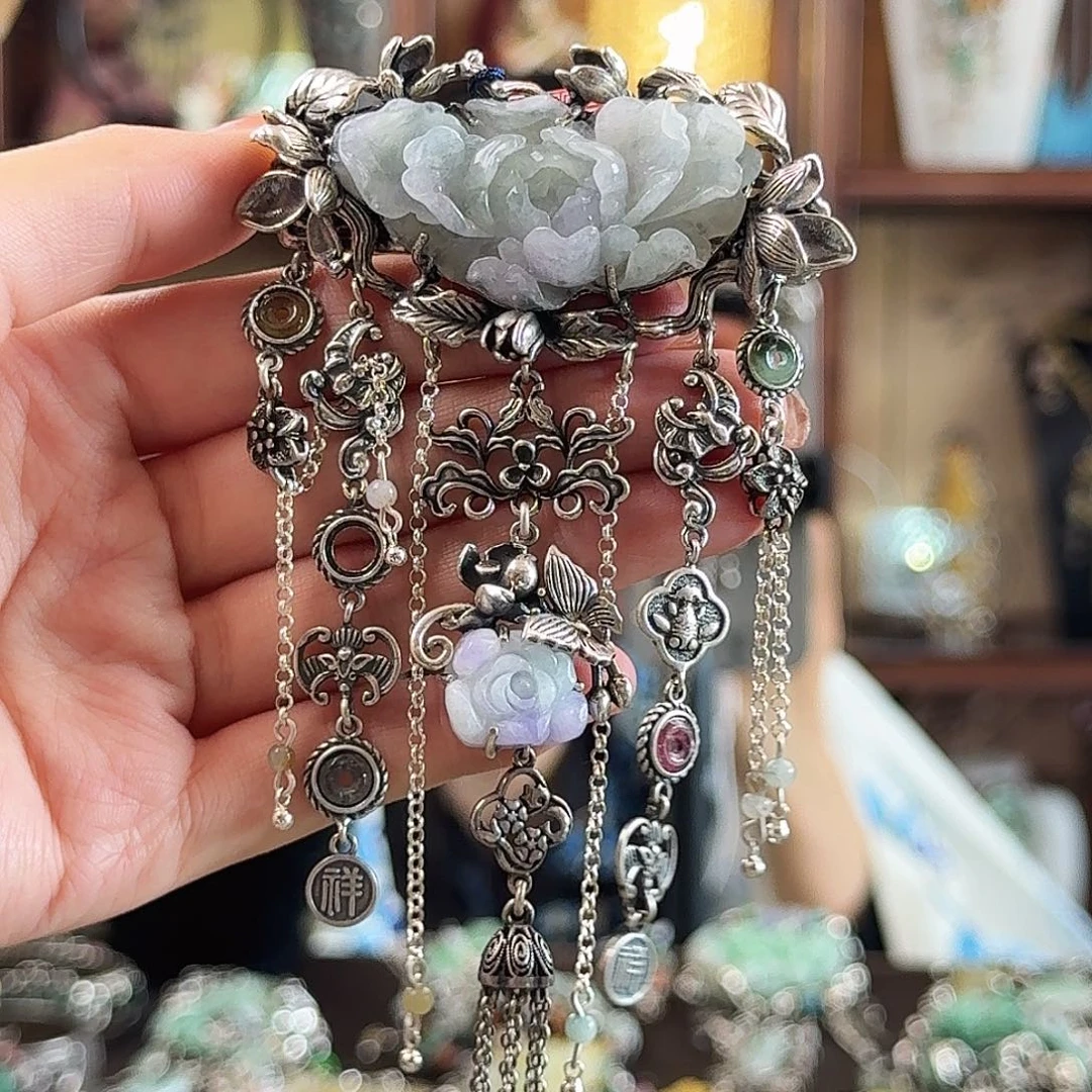 翡翠银S925镶嵌颈饰