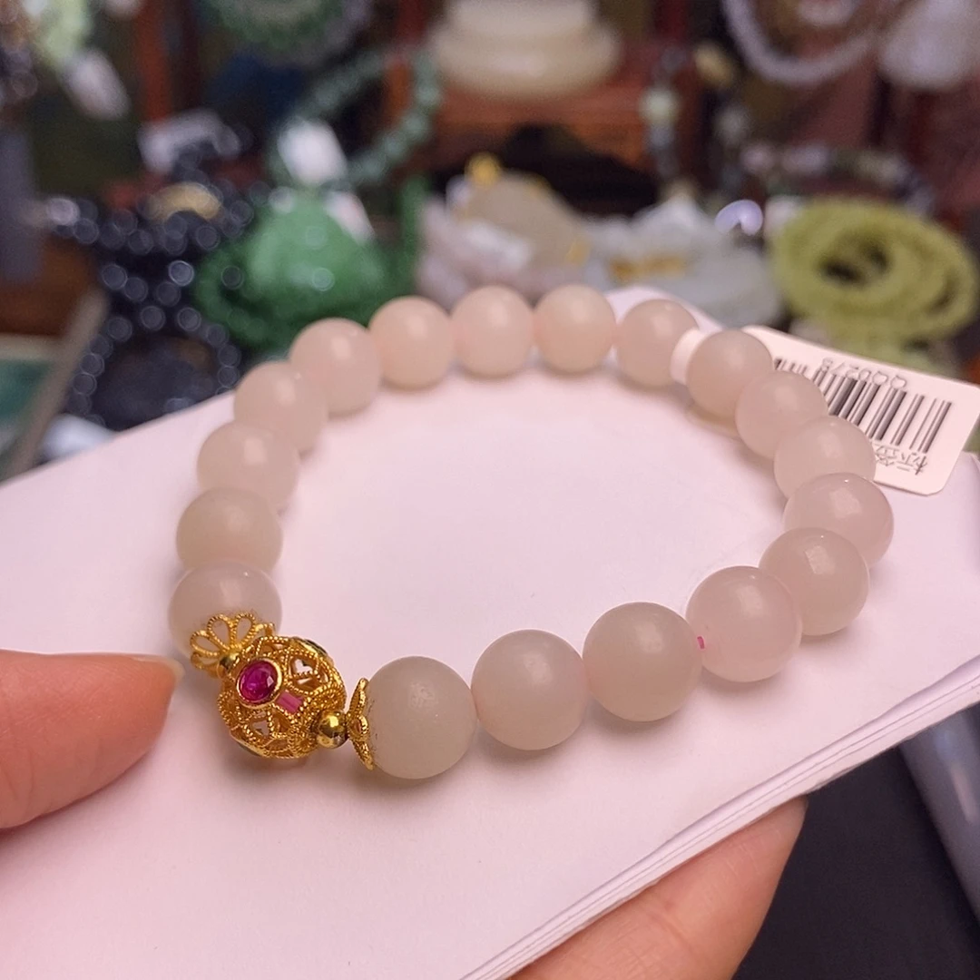 和田玉未镶嵌颈饰孤品清货价藕粉手串9.5m