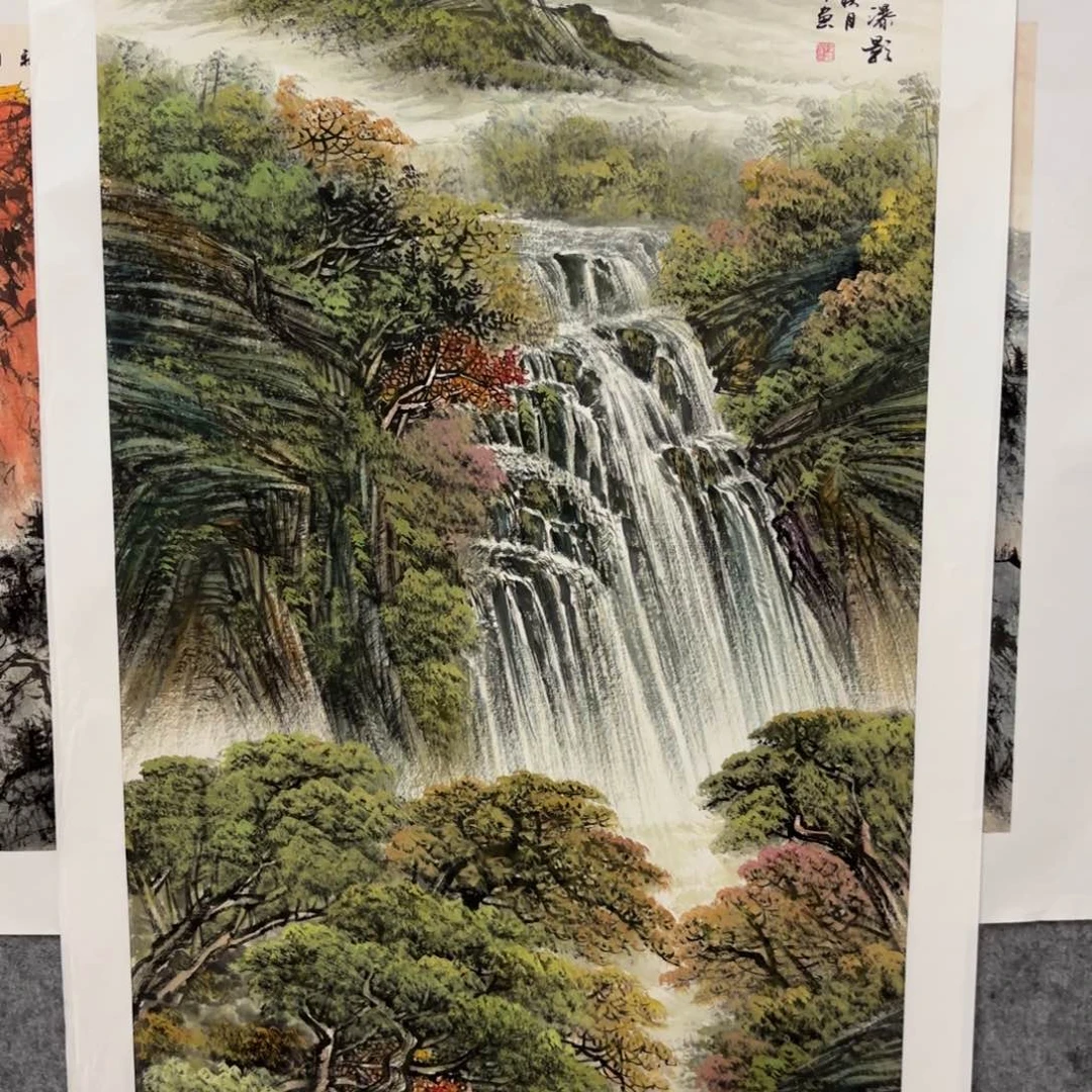 国画陆远华老师国画山水画飞瀑图