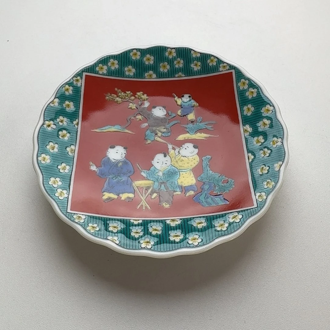 瓷片九谷烧手绘13.5厘米圆碟