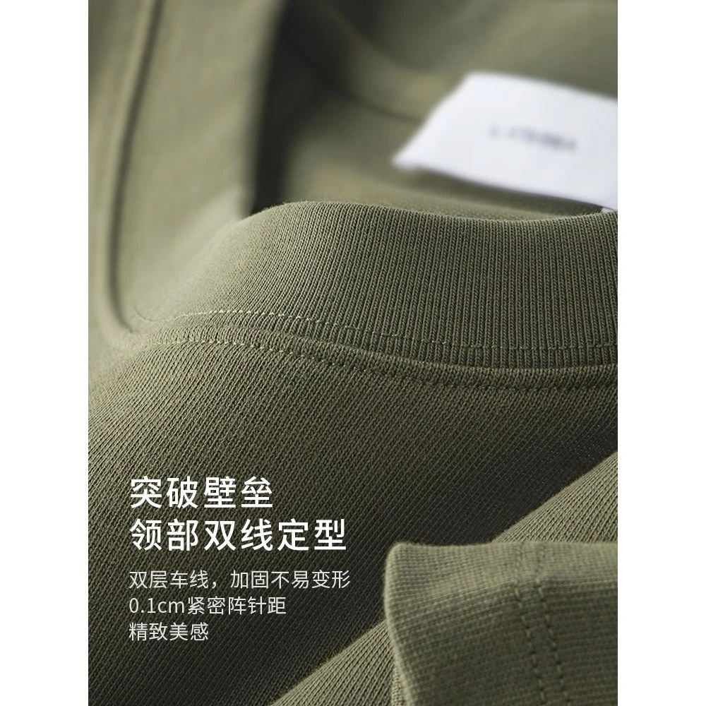 男士长袖潮流卫衣t恤100%经典款纯色宽松大码纯棉体恤衫春秋美式