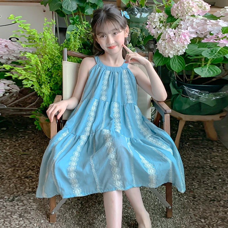 女童连衣裙2025新款儿童夏装裙子海边度假风背心裙大童夏季吊带裙