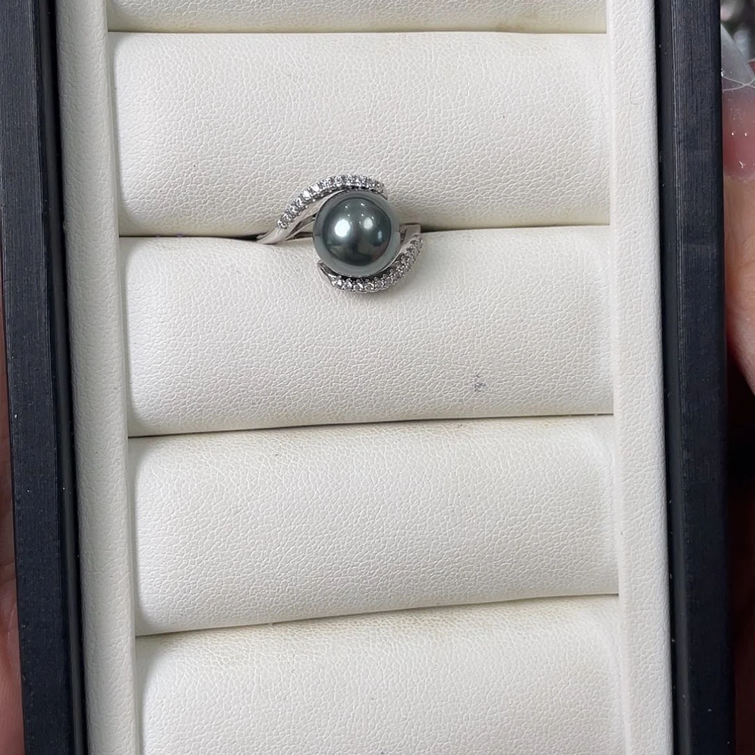 海水珍珠戒圈银S925镶嵌