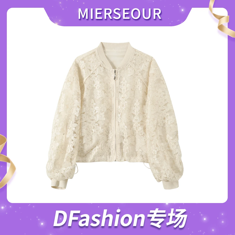 MIERSEOUR鎏金系列 【春光限定】蕾丝棒球服夹克短外套5595953