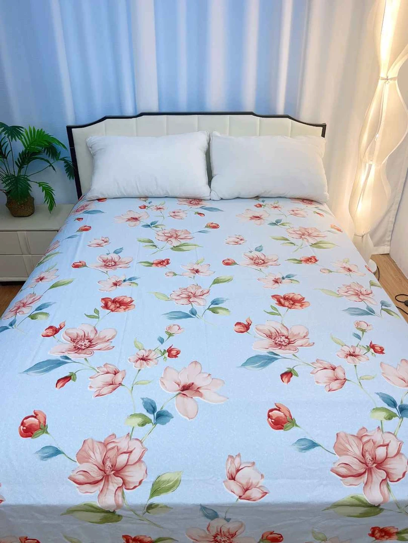 2米*2.4米床单斜纹棉 加厚加密 密实贴身透气 【花开绽放】
