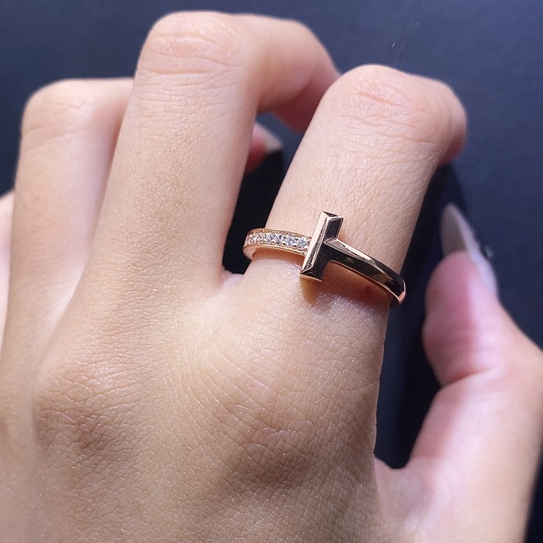 戒指/指环18K金镶嵌钻石T1半钻戒指k枚14