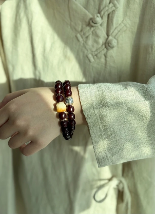 （视频同款）菩提双圈溏心老料 雕刻醒狮刚毅款 文玩老型珠赠文玩袋