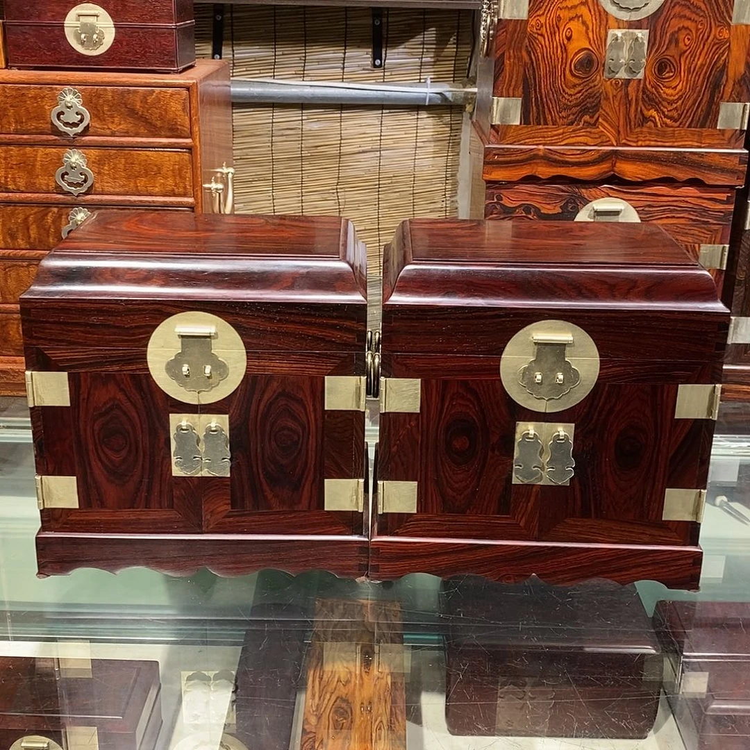 微凹黄檀（南美大红酸枝）独板官箱一对25/18.5/25