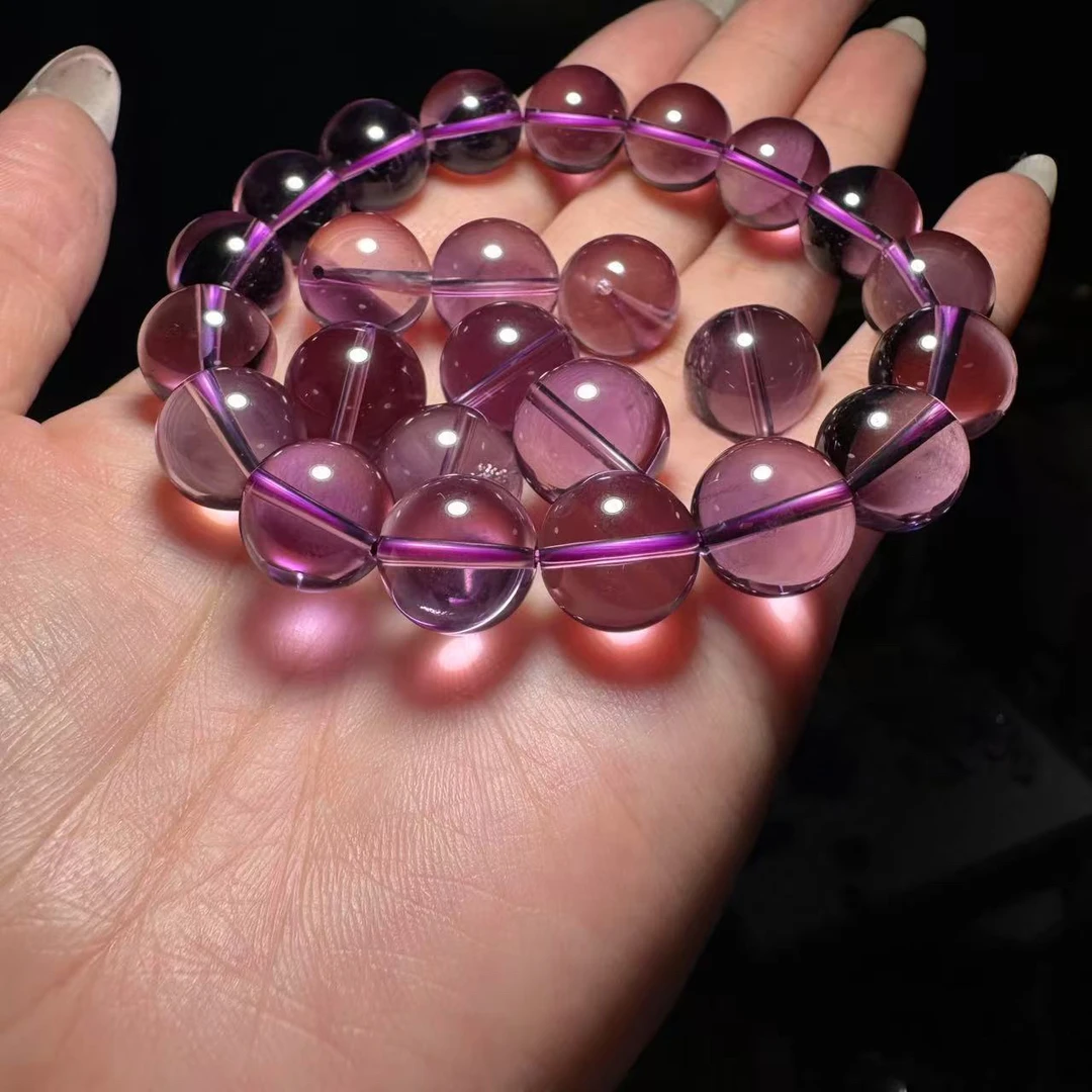 非金属珐琅手链 特级巴西紫水圆珠单珠价几乎全净S70