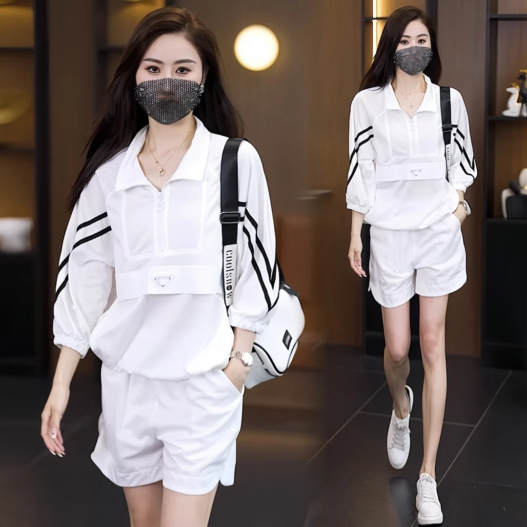 休闲运动服套装女夏季学生宽松韩版时尚胖mm短袖短裤跑步两件套潮