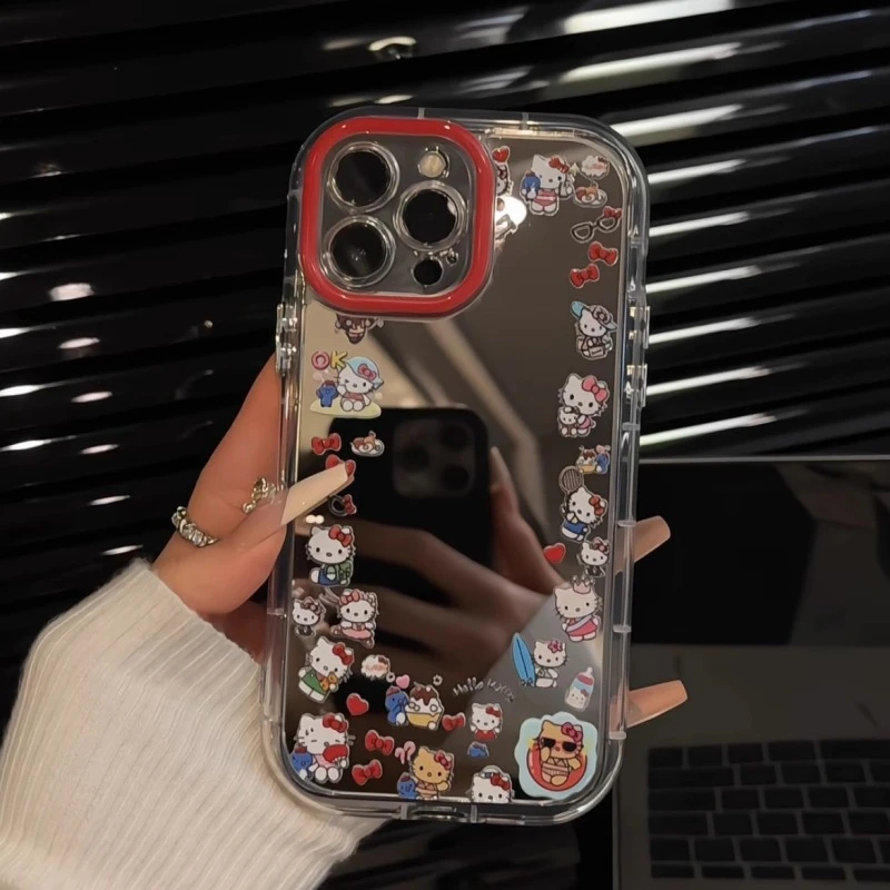 适用于苹果16promax镜面奶油壳iPhone15手机壳华为p夏日kitty合集