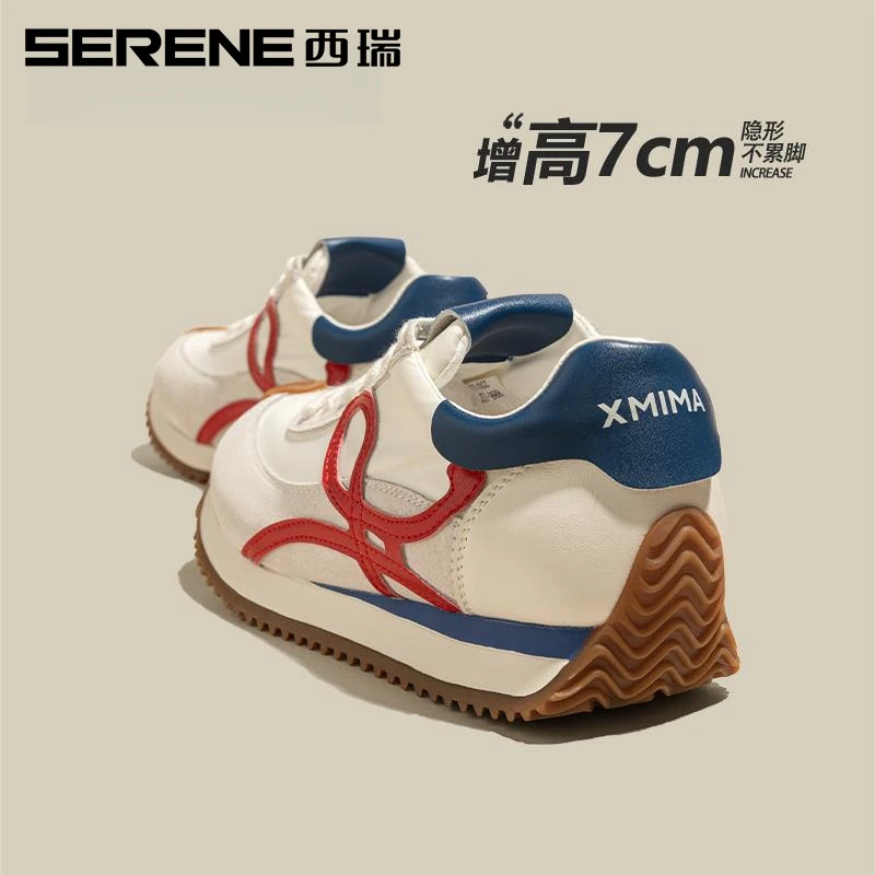 西瑞女鞋百搭复古厚底不累脚透气小众ins夏季老爹鞋美式复古德训