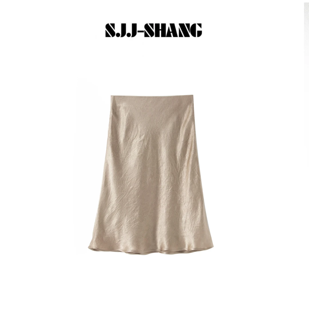 SJJ-SHANG【柔光】25ss新品100%醋酸松紧腰半身裙q135078p