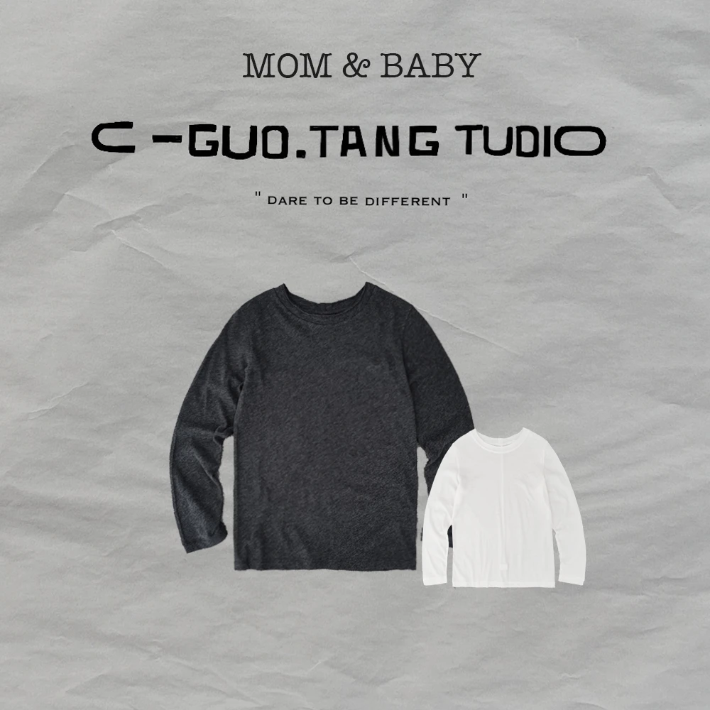 C-Guo.Tang Studio亲子长绒棉羊毛柔糯自然高品打底衫洗水圆领T恤