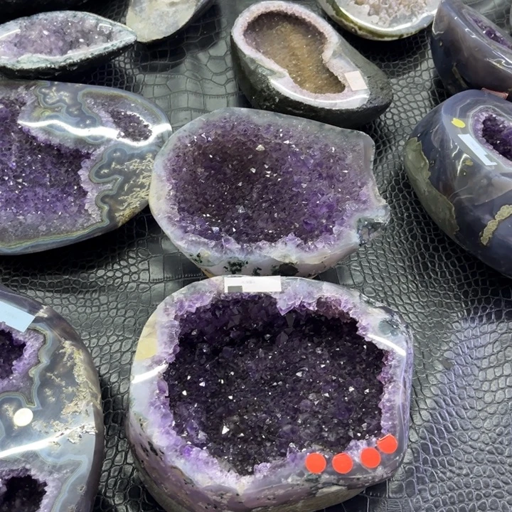 未镶嵌水晶珠宝半成品紫钛晶奇石大盆