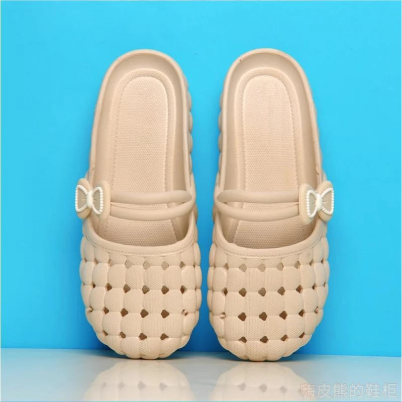 女士透气洞洞鞋包头拖鞋女夏软底韩版居家用室内外穿透气防滑平底