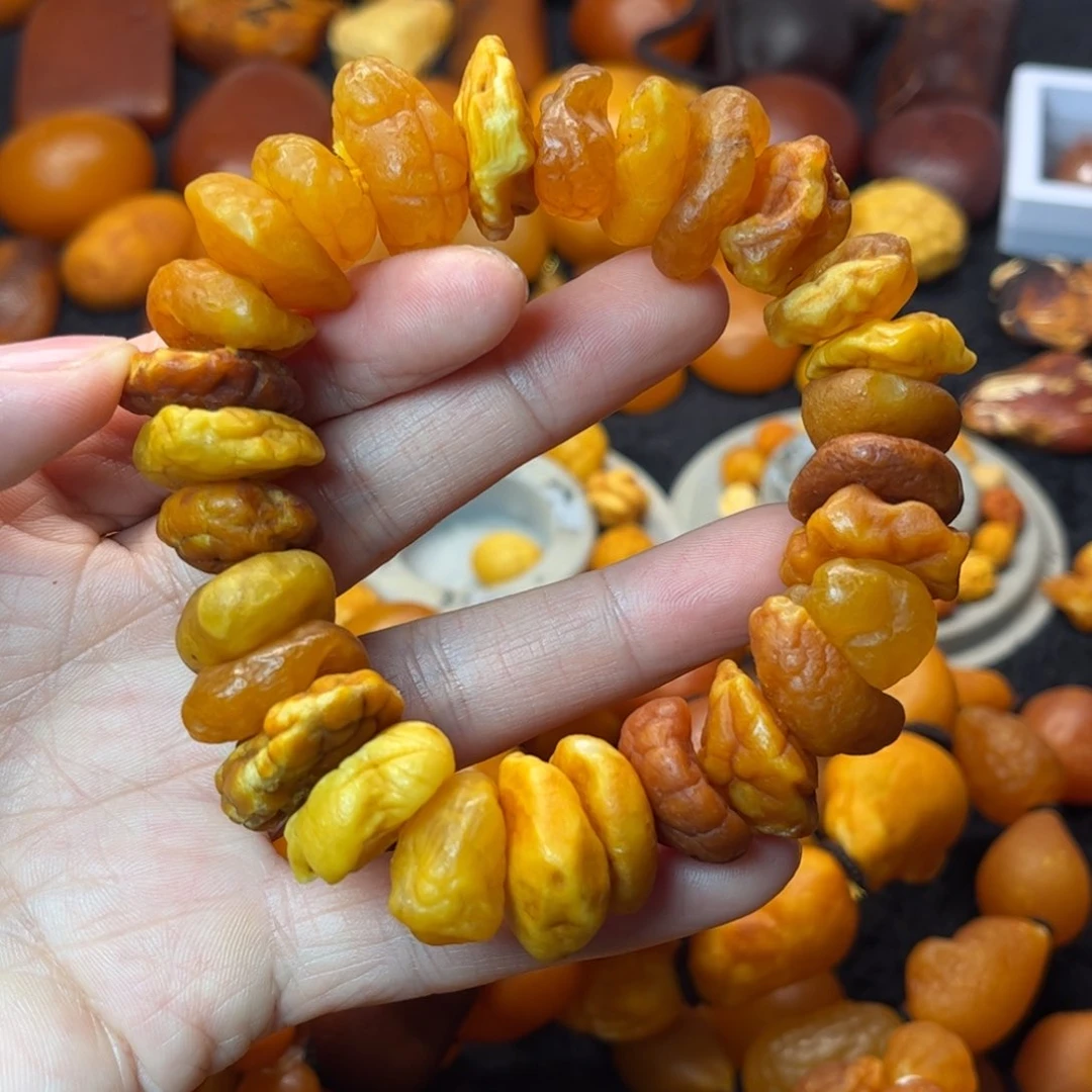 琥珀裸石未镶嵌天然蜜蜡手串