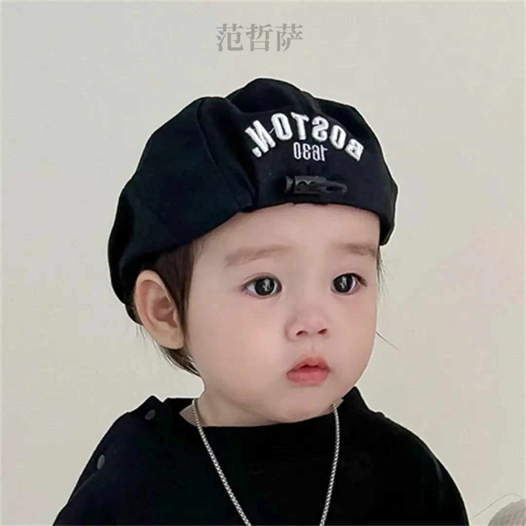 ins宝宝韩版洋派百搭薄款贝雷帽男童鸭舌帽儿童春秋可调节前进帽