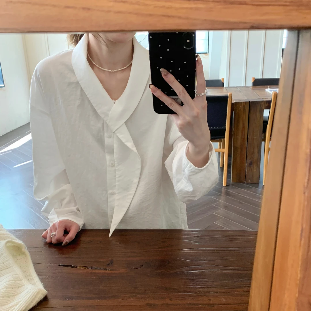 韩女天菜/秋季简约设计感ins风显瘦衬衫