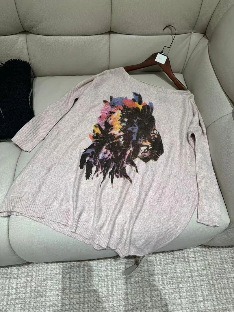 软糯宽松慵懒感羊毛针织衫女秋季显瘦休闲气质毛衣6663（A6-4侧）